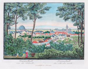 Darmstadt von der Südseite, Gemäde von C.W. Leske